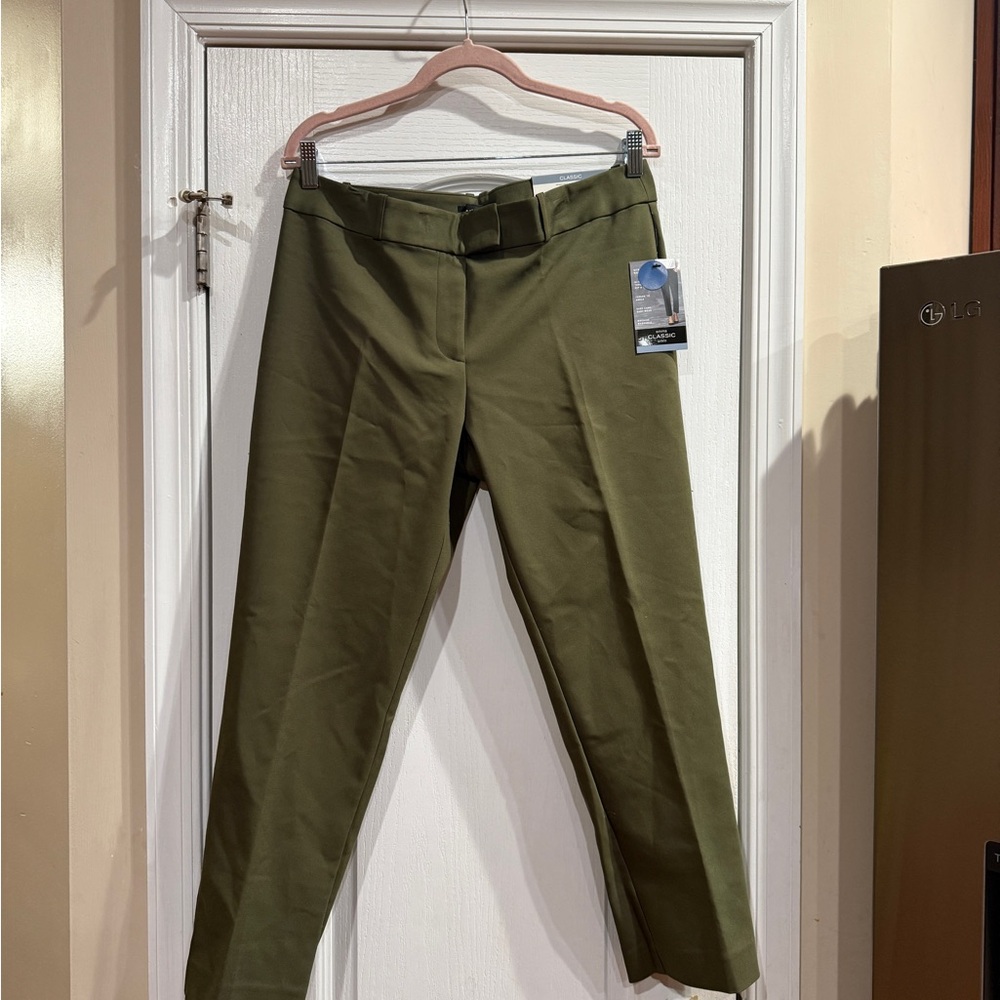 Liz Claiborne Women Olive Green Skinny Dress Pants